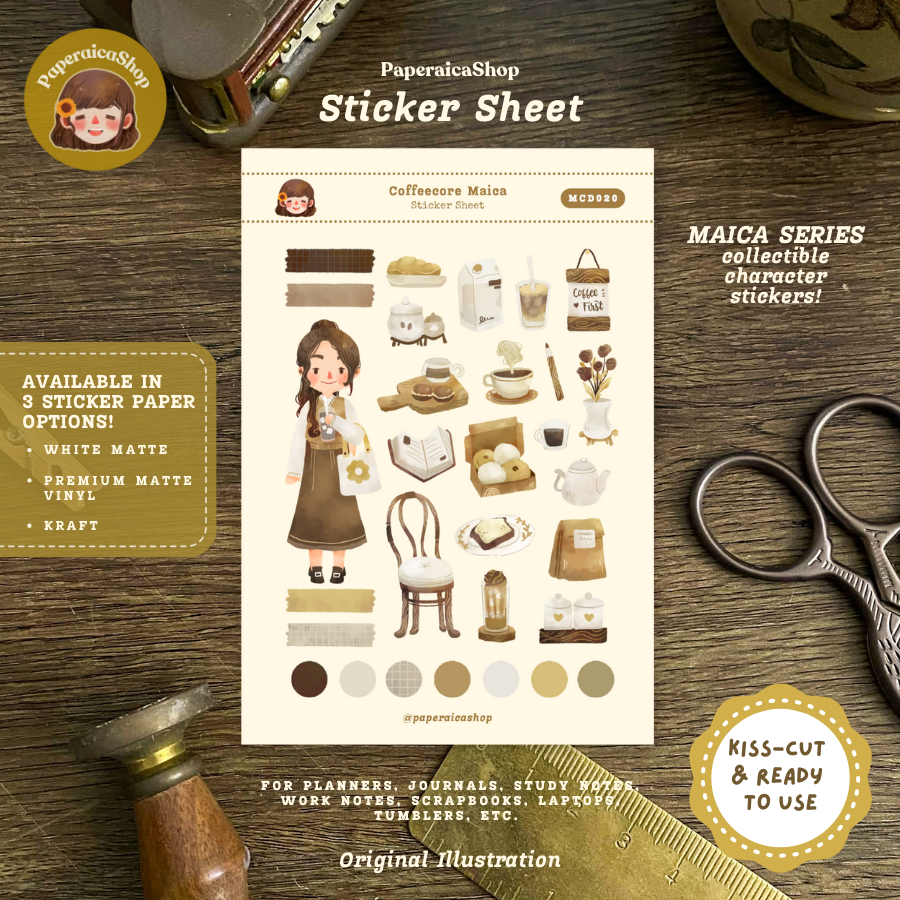Cute Coffee Girl Maica Decorative Sticker Sheet MCD020