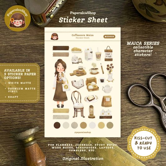 Cute Coffee Girl Maica Decorative Sticker Sheet MCD020