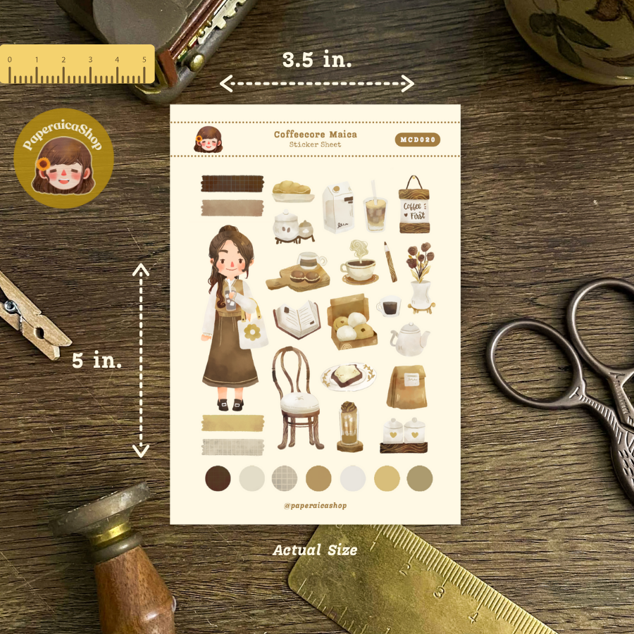 Cute Coffee Girl Maica Decorative Sticker Sheet MCD020