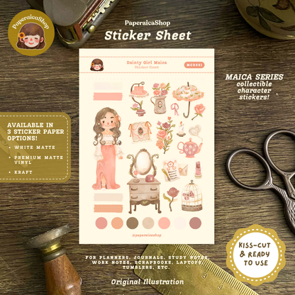 Cute Dainty Girl Maica Decorative Sticker Sheet MCD031