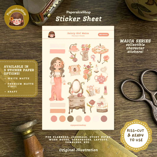 Cute Dainty Girl Maica Decorative Sticker Sheet MCD031