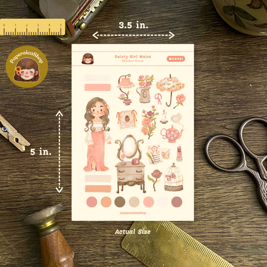 Cute Dainty Girl Maica Decorative Sticker Sheet MCD031
