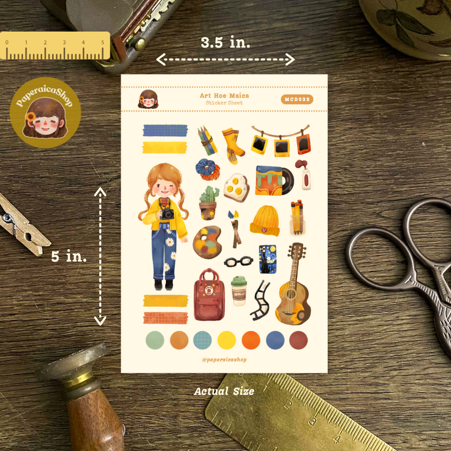 Cute Art Girl Maica Decorative Sticker Sheet MCD032