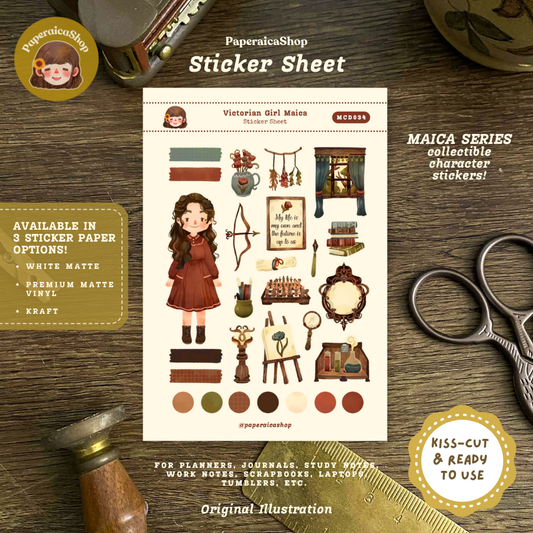 Cute Victorian England Girl Maica Decorative Sticker Sheet MCD034