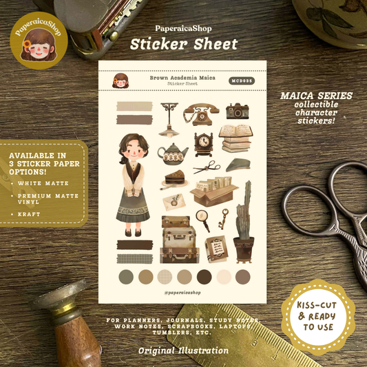Cute Brown Academia Maica Decorative Sticker Sheet MCD035
