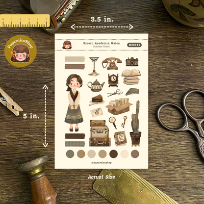 Cute Brown Academia Maica Decorative Sticker Sheet MCD035