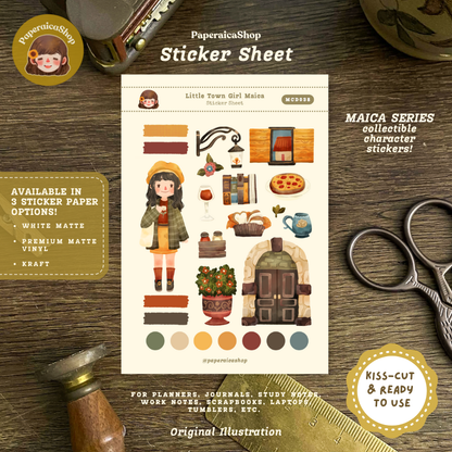 Cute Town Girl Maica Decorative Sticker Sheet MCD038