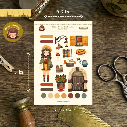 Cute Town Girl Maica Decorative Sticker Sheet MCD038