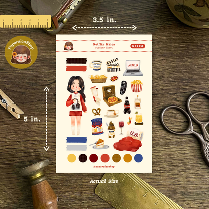 Cute Netflix Girl Maica Decorative Sticker Sheet MCD040