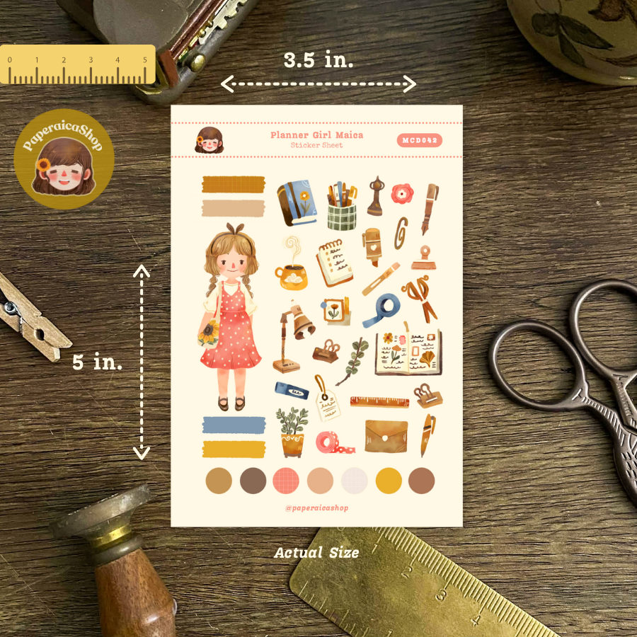 Cute Planner Girl Maica Decorative Sticker Sheet MCD042