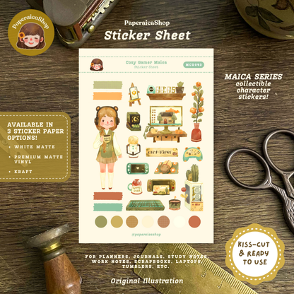 Cute Gamer Girl Maica Decorative Sticker Sheet MCD043