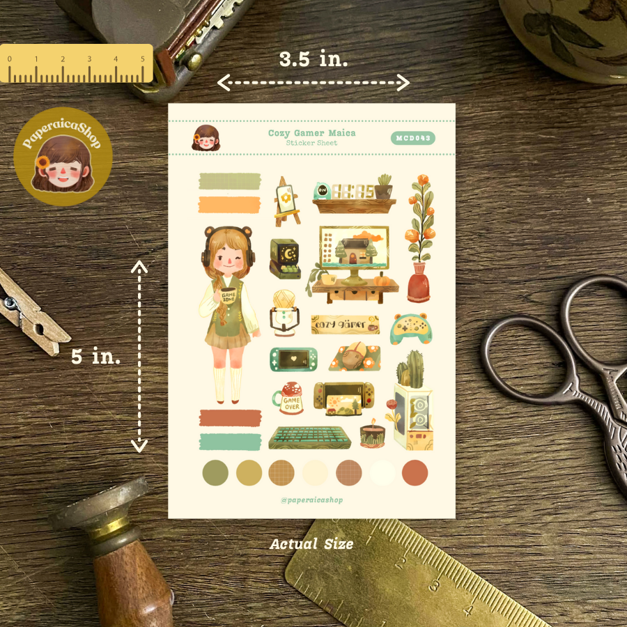 Cute Gamer Girl Maica Decorative Sticker Sheet MCD043