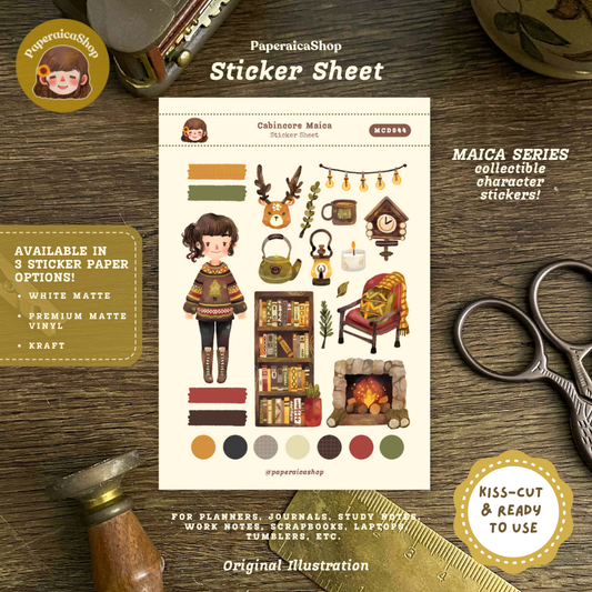 Cute Cabincore Maica Decorative Sticker Sheet  MCD044