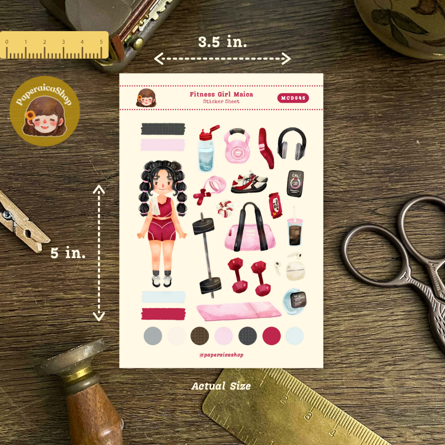 Cute Fitness Girl Maica Decorative Sticker Sheet MCD045