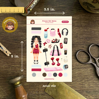 Cute Fitness Girl Maica Decorative Sticker Sheet MCD045