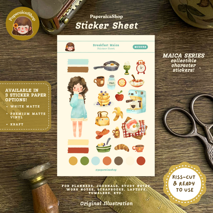 Cute Breakfast Girl Maica Decorative Sticker Sheet MCD046