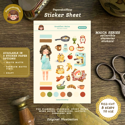 Cute Breakfast Girl Maica Decorative Sticker Sheet MCD046
