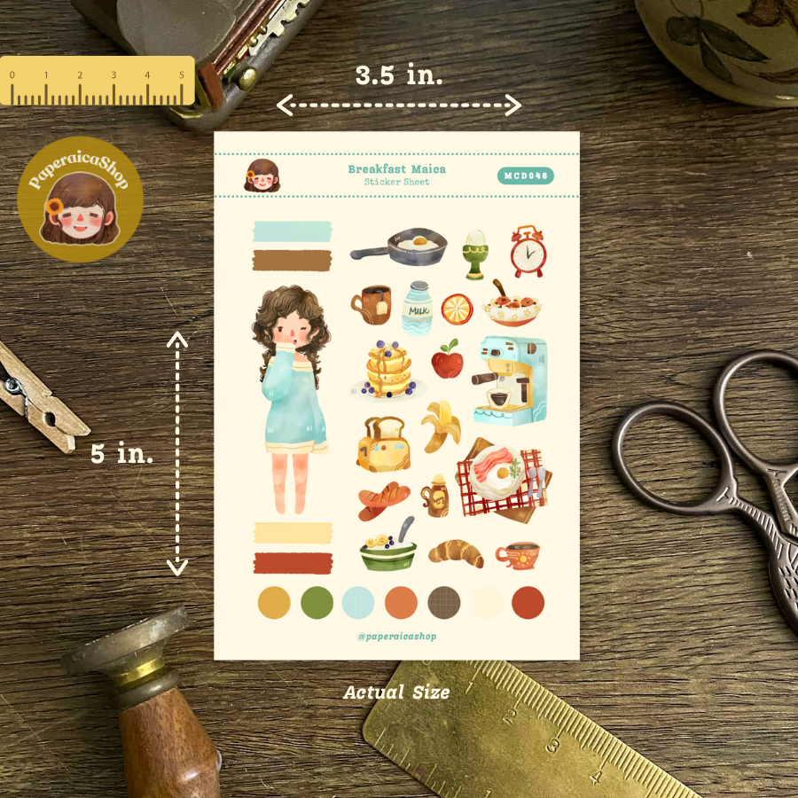 Cute Breakfast Girl Maica Decorative Sticker Sheet MCD046