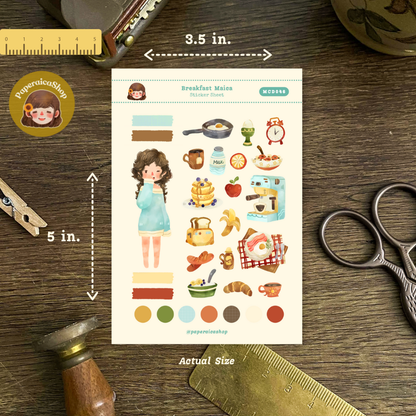 Cute Breakfast Girl Maica Decorative Sticker Sheet MCD046