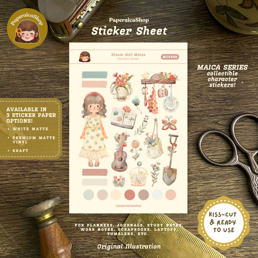 Cute Bloom Girl Maica Decorative Sticker Sheet MCD048