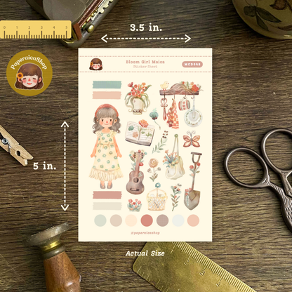 Cute Bloom Girl Maica Decorative Sticker Sheet MCD048