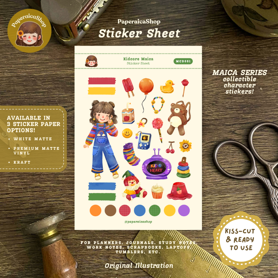 Cute Kidcore Girl Maica Decorative Sticker Sheet MCD051