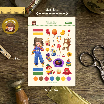 Cute Kidcore Girl Maica Decorative Sticker Sheet MCD051