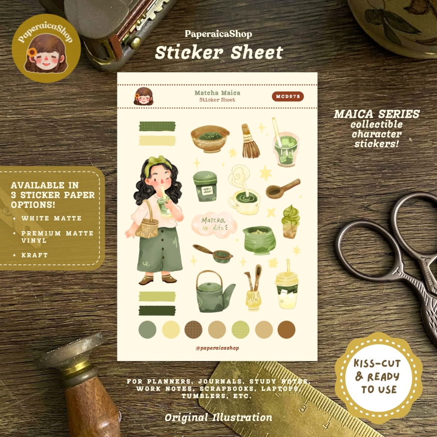 Cute Matcha Maica Decorative Sticker Sheet MCD078