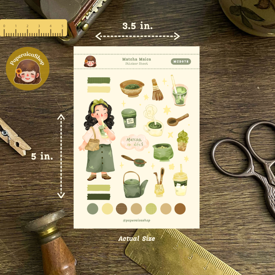 Cute Matcha Maica Decorative Sticker Sheet MCD078