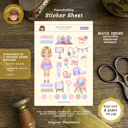 Cute Carat Girl Maica Decorative Sticker Sheet MCF001
