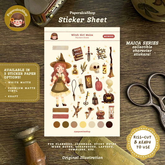 Cute Witch Girl Maica Decorative Sticker Sheet MCH002