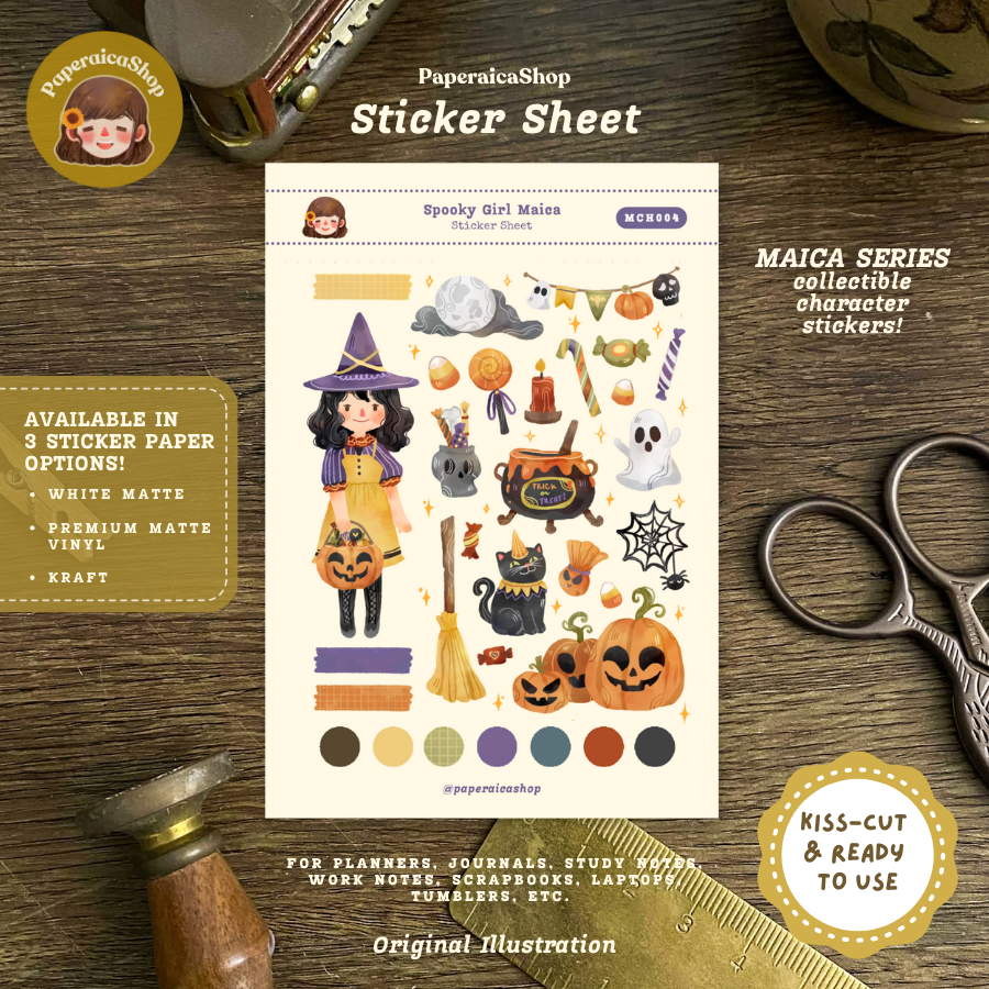 Cute Halloween Girl Maica Decorative Sticker Sheet MCH004