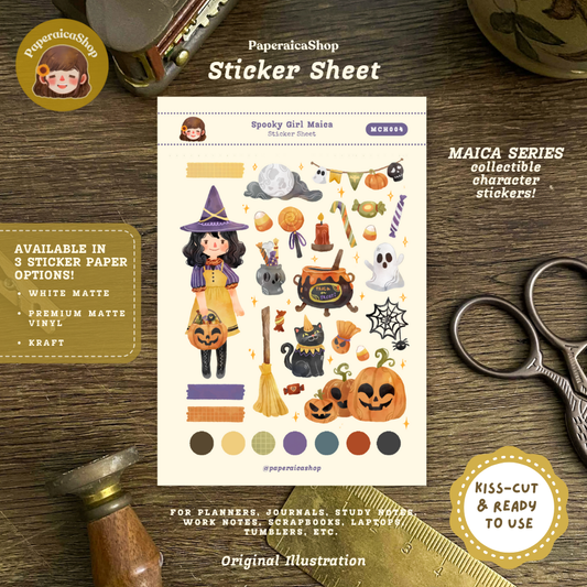 Cute Halloween Girl Maica Decorative Sticker Sheet MCH004