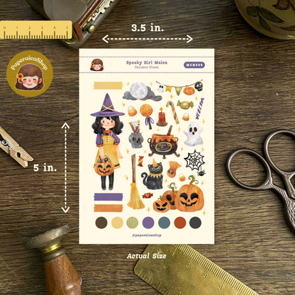 Cute Halloween Girl Maica Decorative Sticker Sheet MCH004