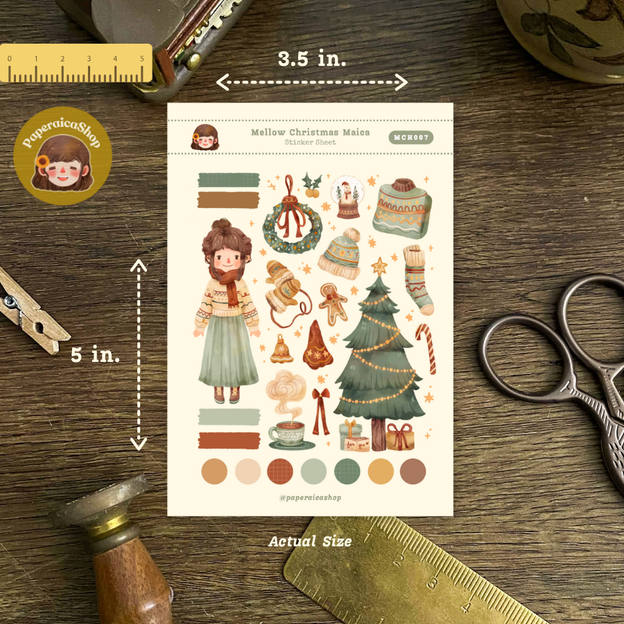 Mellow Christmas Maica Decorative Sticker Sheet MCH007
