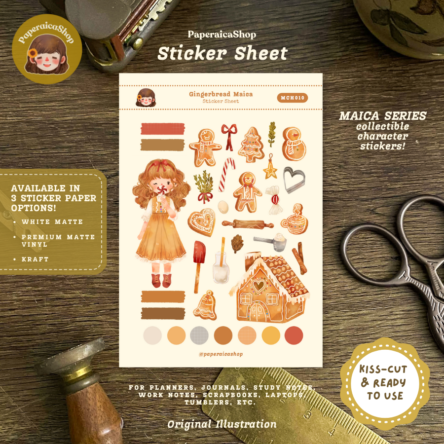 Gingerbread Maica Decorative Sticker Sheet MCH010