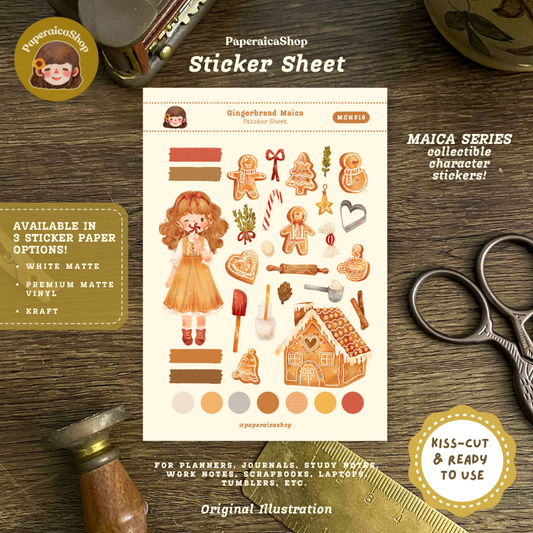 Gingerbread Maica Decorative Sticker Sheet MCH010