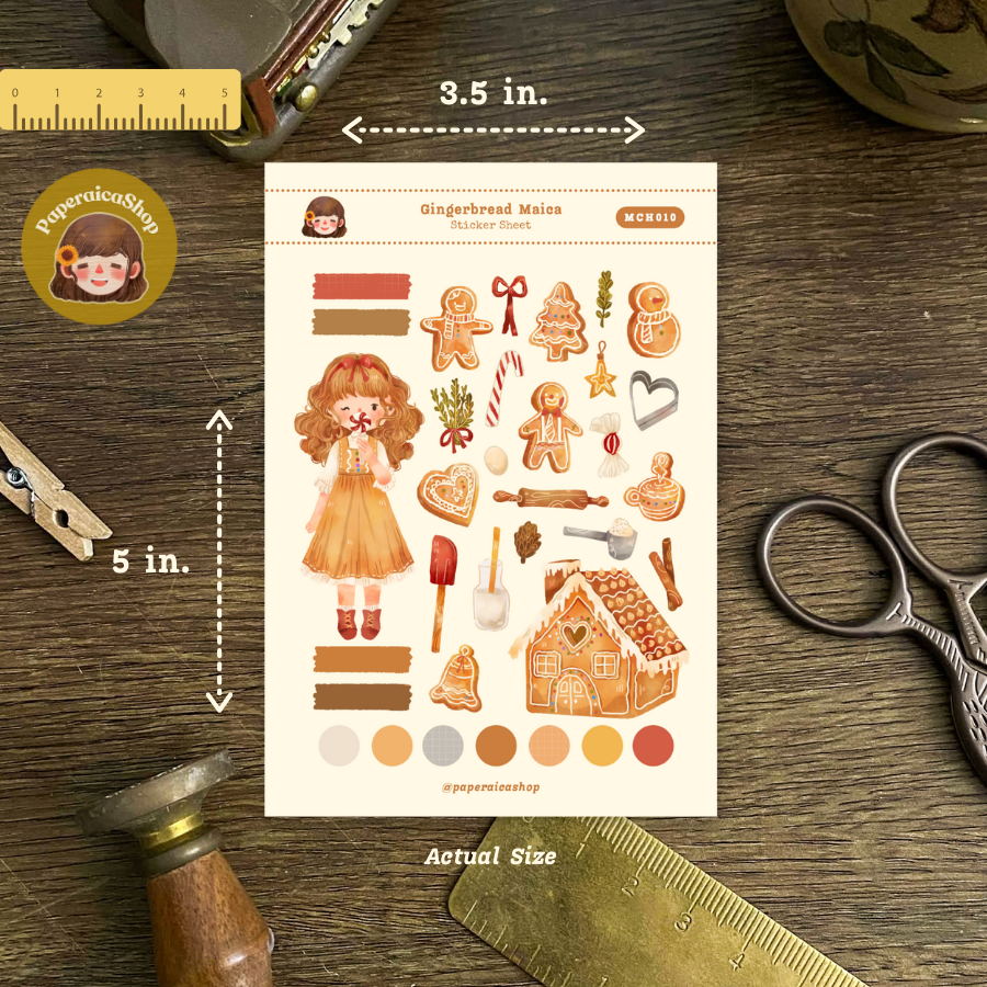 Gingerbread Maica Decorative Sticker Sheet MCH010