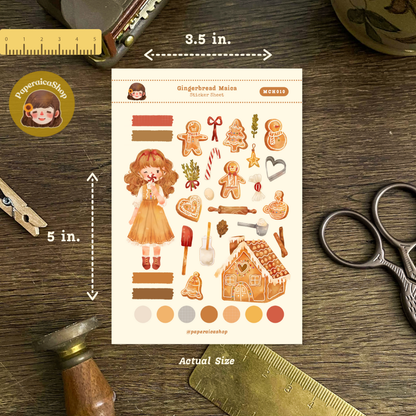 Gingerbread Maica Decorative Sticker Sheet MCH010