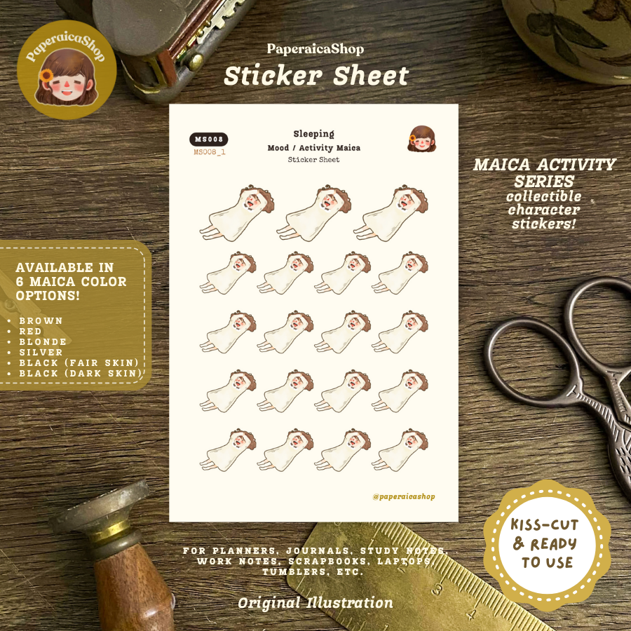 Cute Sleeping Stickers, Sleep Stickers, Night Stickers MS008