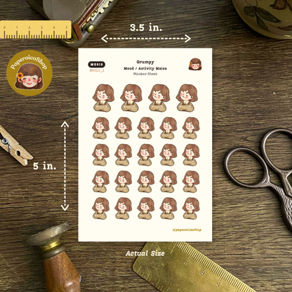 Cute Irritated Stickers, Cute Mad Stickers, Grumpy Stickers MS010