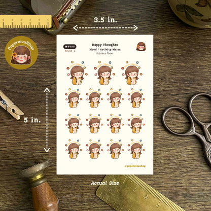 Happy Thoughts Mood Stickers, Happy Girl Stickers, Positive Girl Stickers MS033
