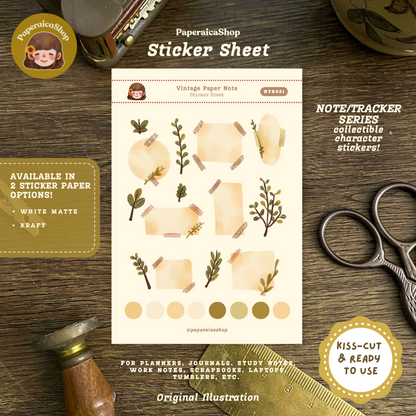 Cute Vintage Notes Stickers NTR001