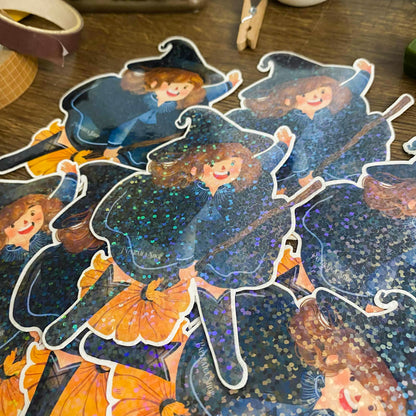 Basic Happy Witch Waterproof Vinyl Stickers VS004