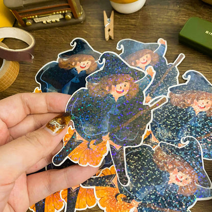 Basic Happy Witch Waterproof Vinyl Stickers VS004