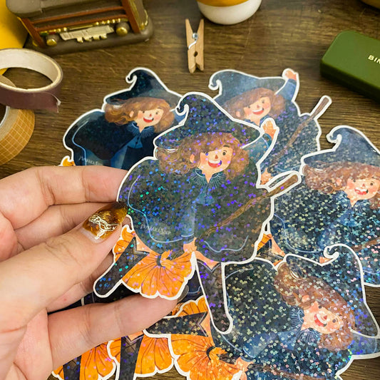 Basic Happy Witch Waterproof Vinyl Stickers VS004