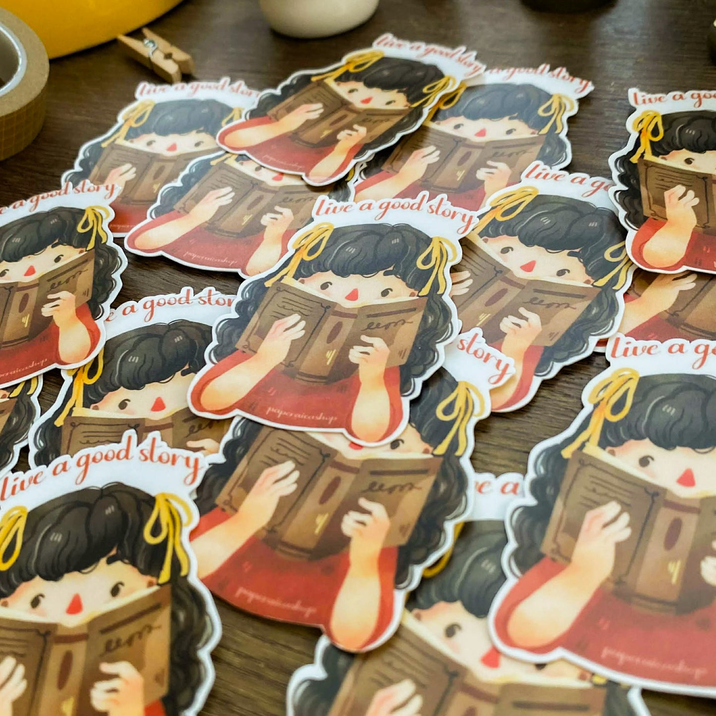 Girl Reading Book Waterproof Vinyl Sticker VS015