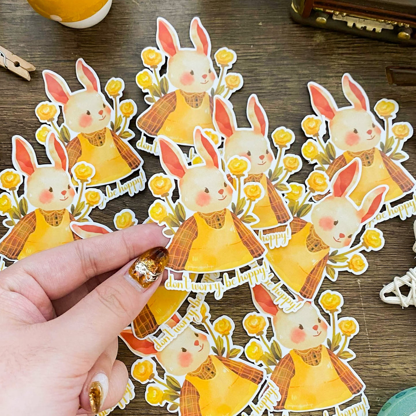 Spring Bunny Waterproof Vinyl Sticker VS019