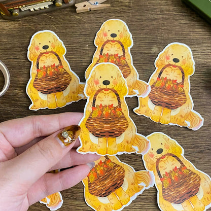 Autumn Doggo, Vinyl Stickers, Spring Bloom Stickers VS022