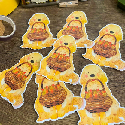 Autumn Doggo, Vinyl Stickers, Spring Bloom Stickers VS022